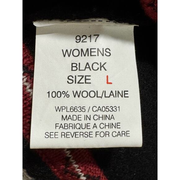 Woolrich Vest Large Black Red Wool Embroidered Winter Holiday Snowflakes Button - Picture 4 of 5